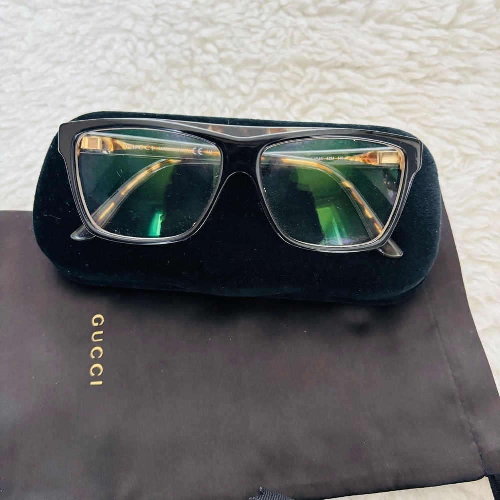 Gucci GG3545 Black/Tortoise Unisex Eyeglasses Frame Only w/ Case/Dustbag - Picture 12 of 16